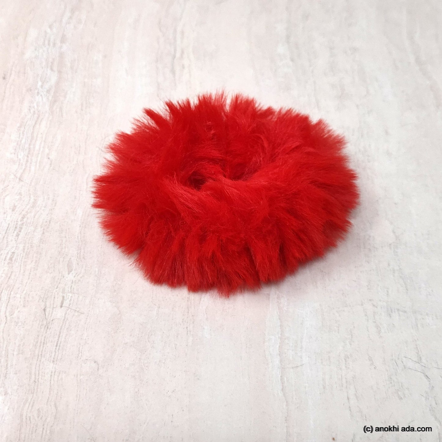 Anokhi Ada Large Size Red Fur Scrunchie for Girls and Women (ZG-44 Scrunchie)