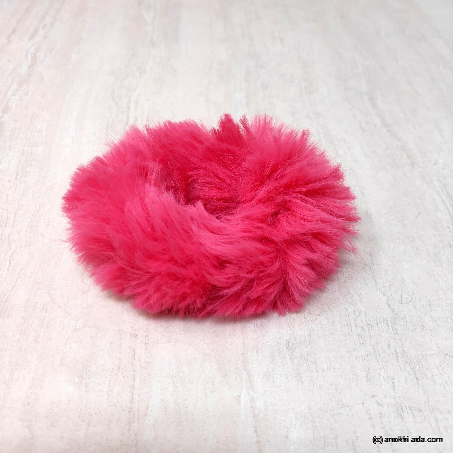 Anokhi Ada Pink Fur Scrunchie for Girls and Women (ZG-56 Scrunchie)