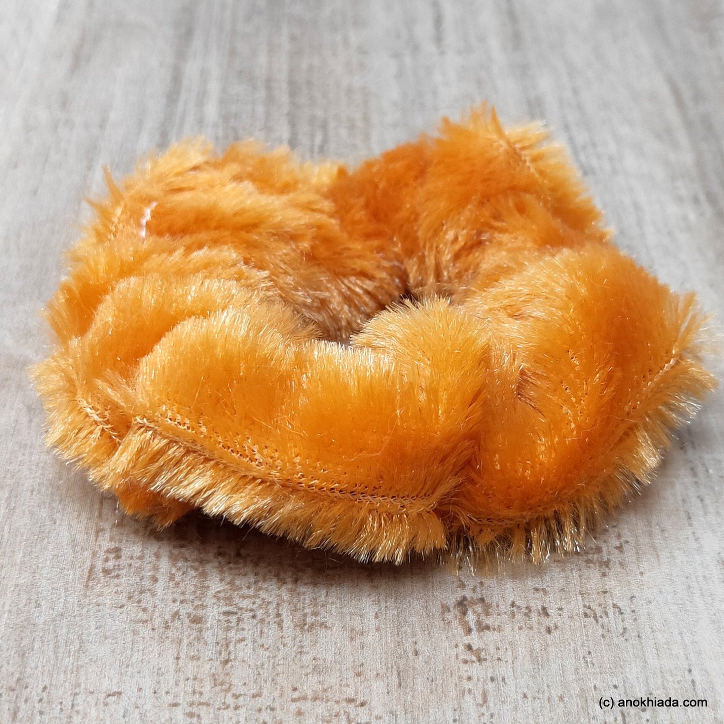 Anokhi Ada Light Brown Small Fur Scrunchie for Girls and Women ( 2 Pcs, ZG-71 )