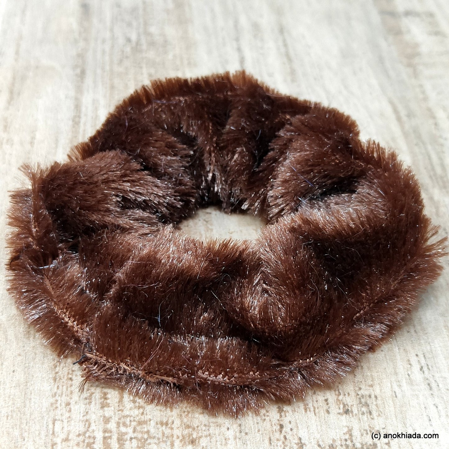Anokhi Ada Brown Small Fur Scrunchie for Girls and Women ( 2 Pcs, ZG-72 )