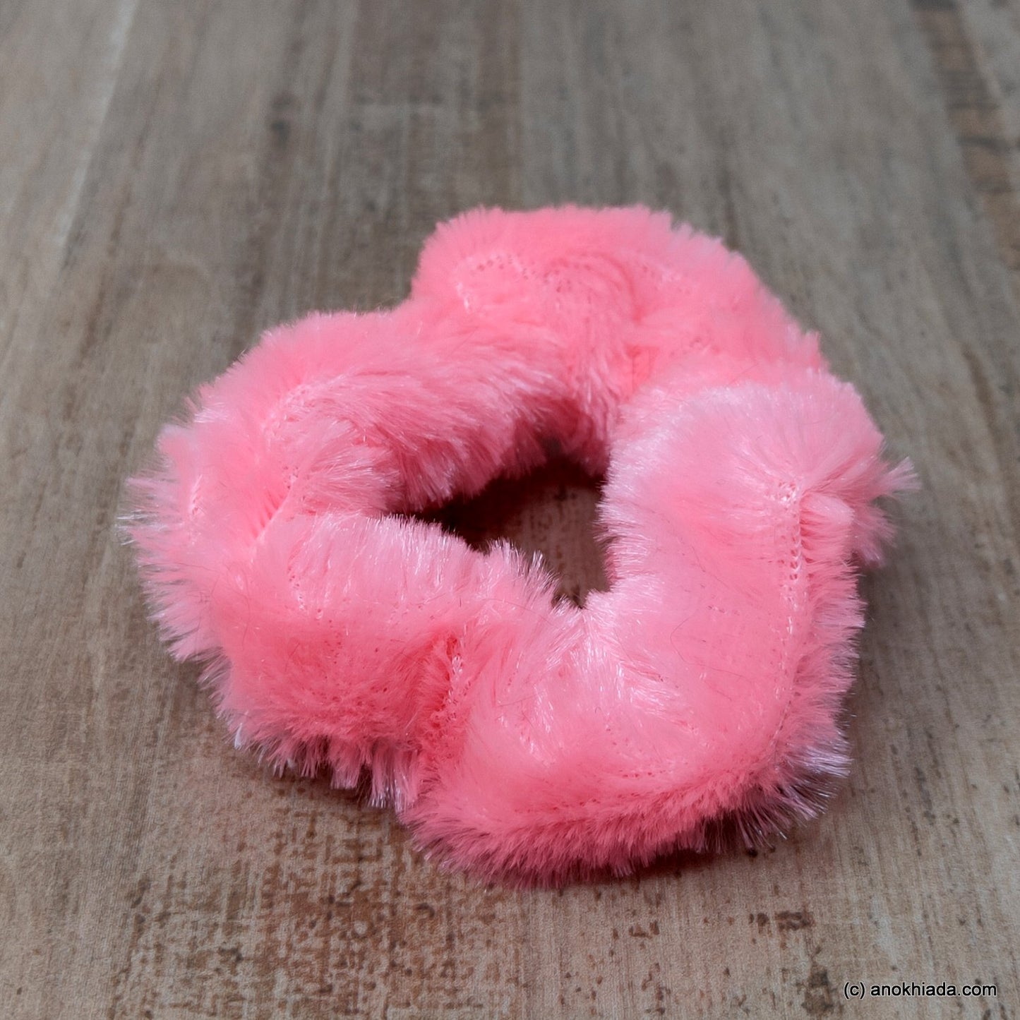 Anokhi Ada Baby Pink Small Fur Scrunchie for Girls and Women ( 2 Pcs, ZG-74 )