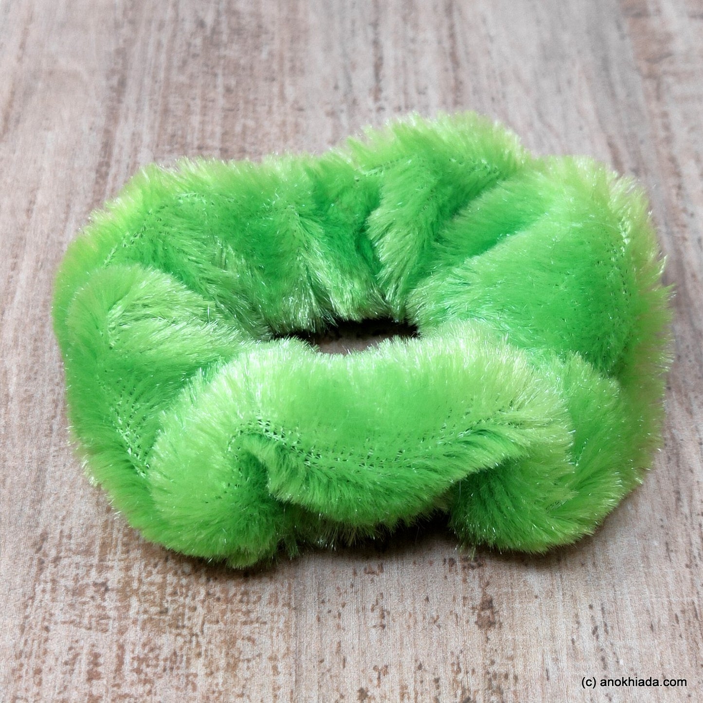 Anokhi Ada Green Small Fur Scrunchie for Girls and Women ( 2 Pcs, ZG-76 )