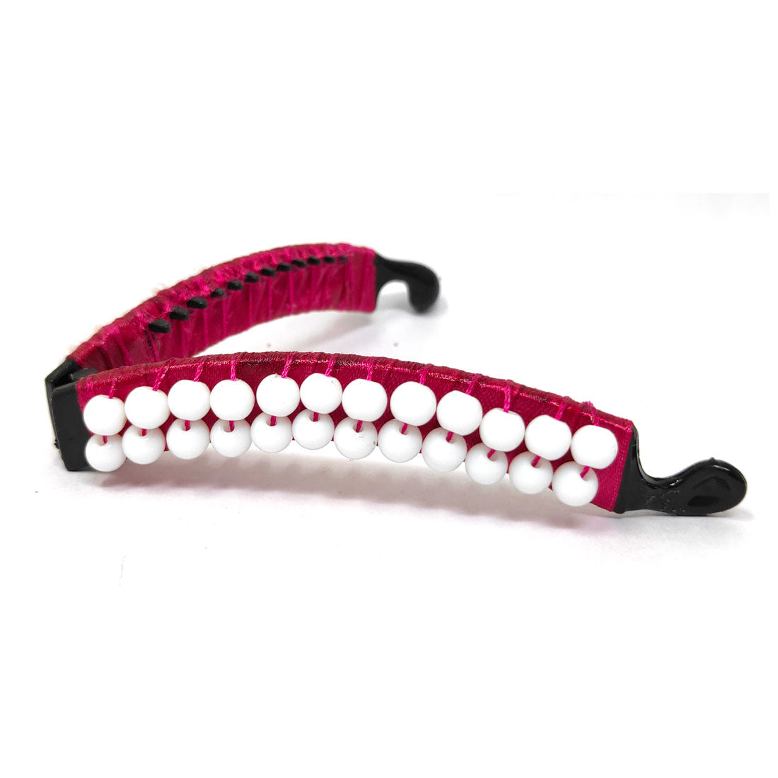 Anokhi Ada Handmade Pearl Banana Hair Clip for Girls and Women (Dark Pink)-ZI-08
