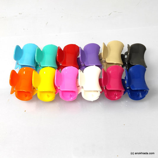 Anokhi Ada Small Bow Multi-Colour Plastic Hair Clutchers/Hair Claws for Girls and Women (Combo of 12 Hair Claws) (ZJ-19)