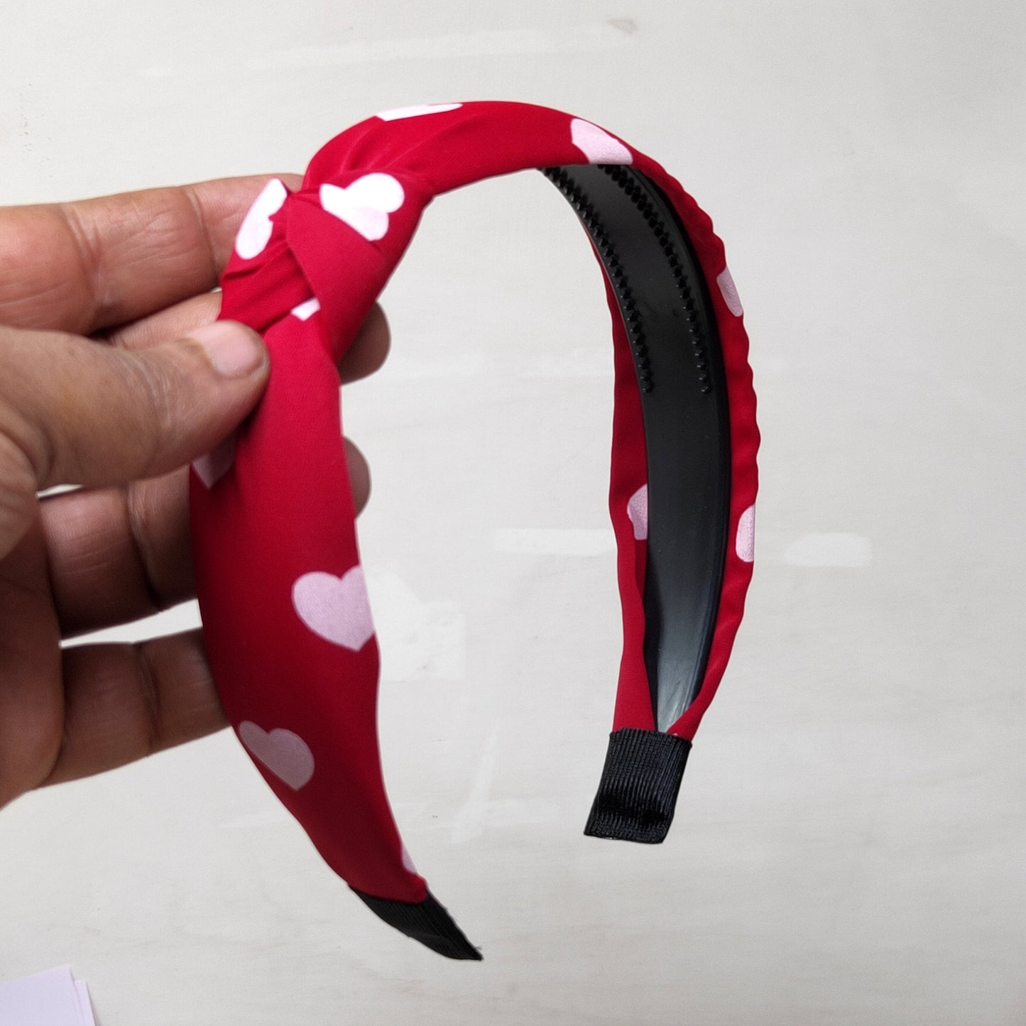 Anokhi Ada Heart Print Fabric Knot Headband for Girls and Women (ZN -14)