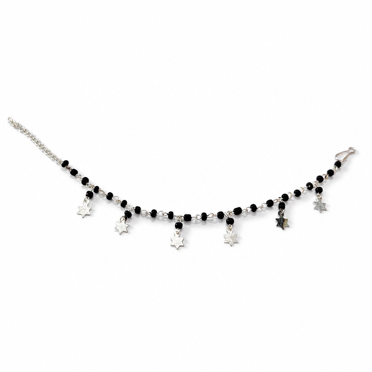 2 in 1 Adjustable Black Beaded Anklet Cum Bracelet for Girls & Women | Trendy Boho Foot & Hand Jewelry | Lightweight Daily Wear Accessory 007