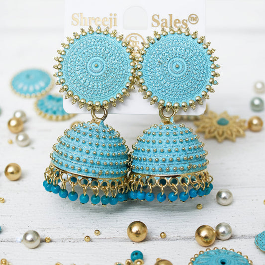 Sky Blue Traditional Jhumka for Girls and Women