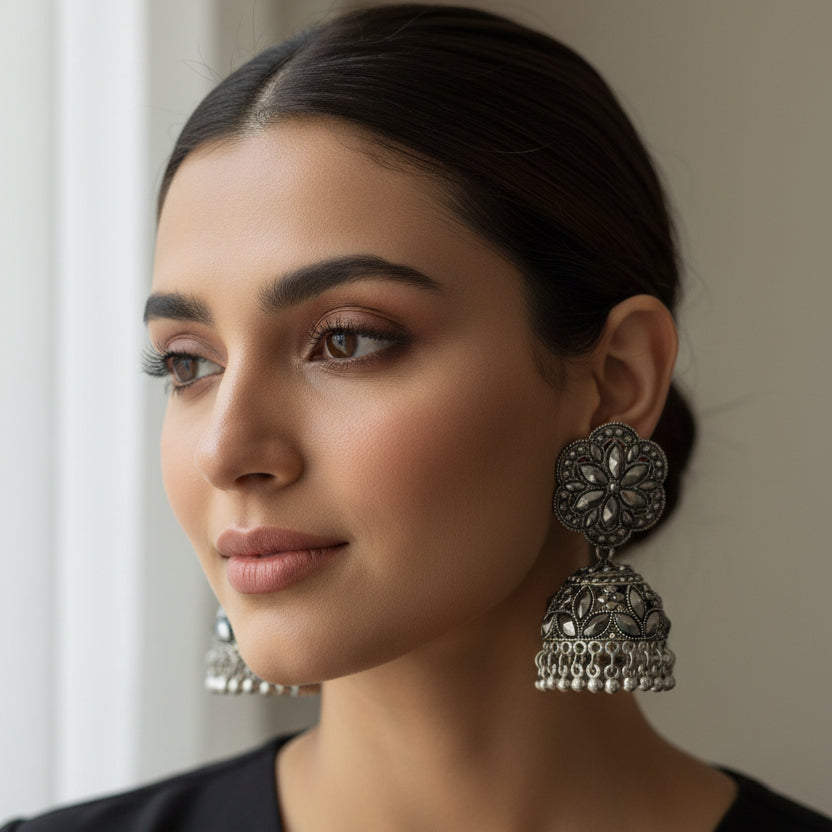 Oxidized Silver Metallic Jhumki for Girls and Women (JA-002)