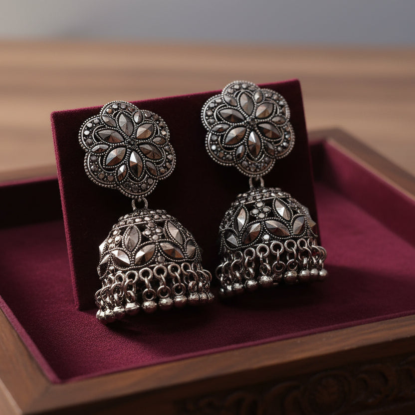 Oxidized Silver Metallic Jhumki for Girls and Women (JA-002)