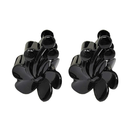 Anokhi Ada Plastic Hair Clutcher/Hair Claw Clip for Girls and Women (Black, Pack of 2) - 01-02C