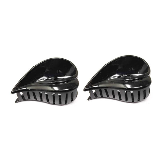 Anokhi Ada Leaf Plastic Hair Clutcher/Hair Claw Clip for Girls and Women (Black, Pack of 2) - 01-04C