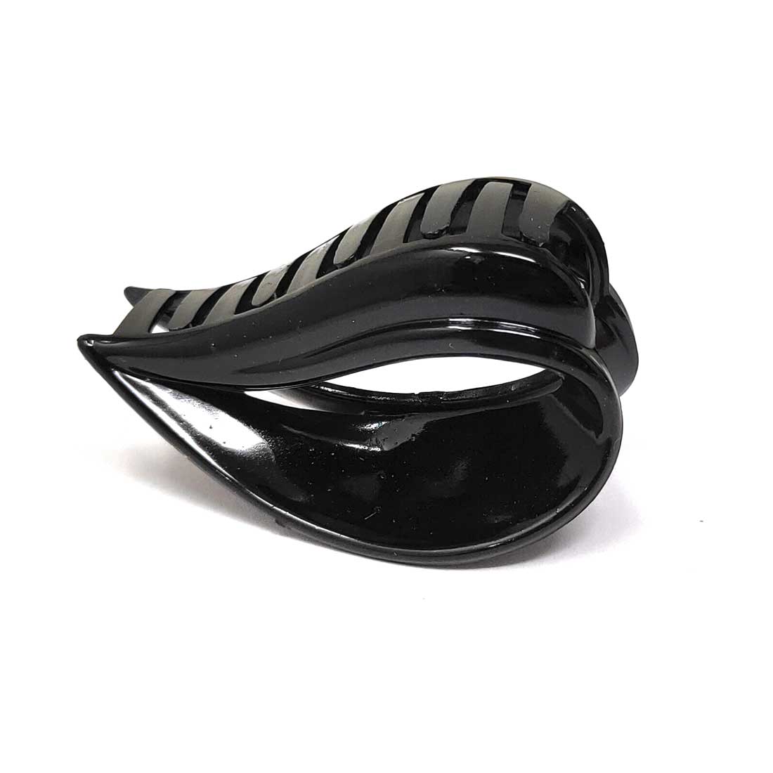 Anokhi Ada Leaf Plastic Hair Clutcher/Hair Claw Clip for Girls and Women (Black, Pack of 2) - 01-04C