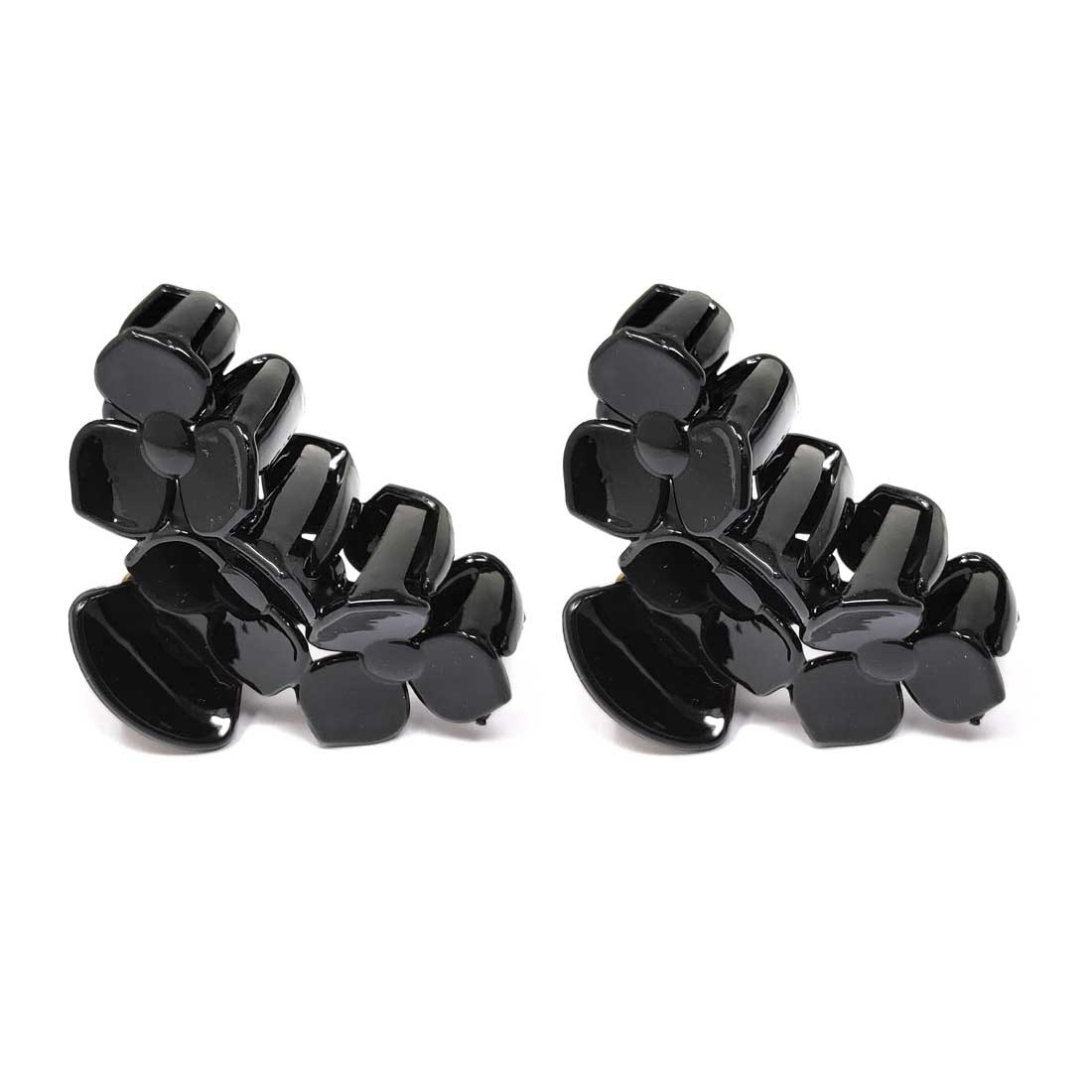 Anokhi Ada Floral Plastic Hair Clutcher/Hair Claw Clip for Girls and Women (Black, Pack of 2) - 01-05C