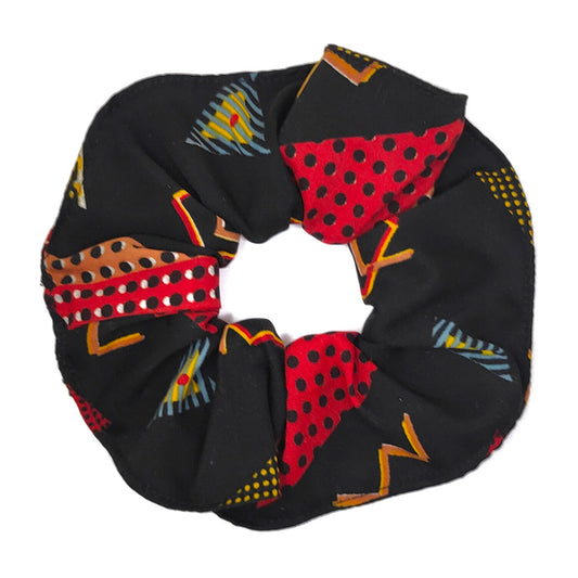 Anokhi Ada Handmade Large Printed Fabric Scrunchies/Ponytail Holders for Girls and Women (Black)-05-12H