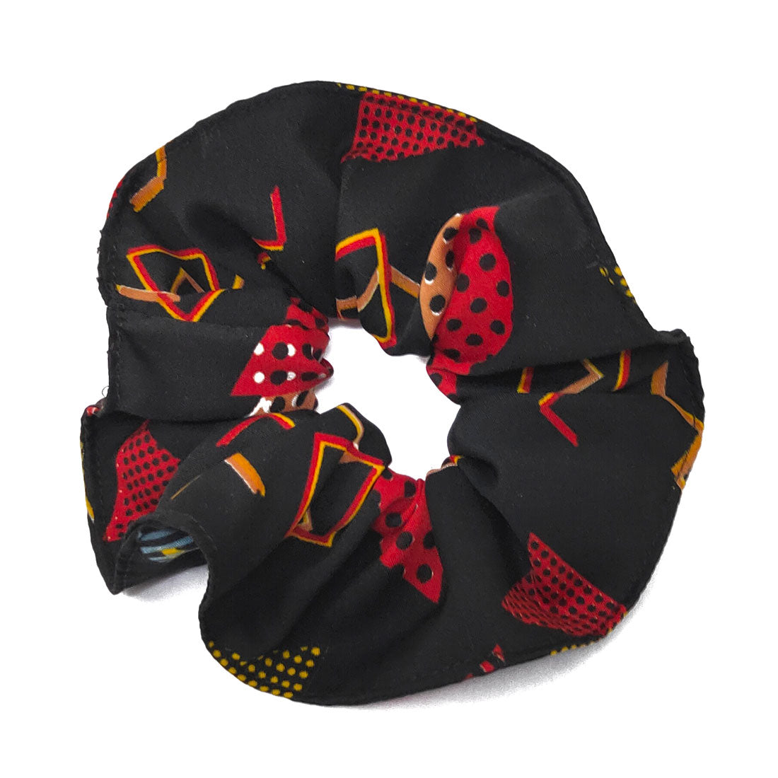 Anokhi Ada Handmade Large Printed Fabric Scrunchies/Ponytail Holders for Girls and Women (Black)-05-12H