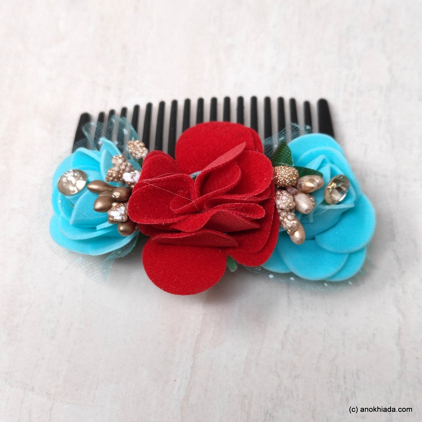 Anokhi Ada Floral Hair Comb Clip for Women and Girls, Multi-Colour (07-18)