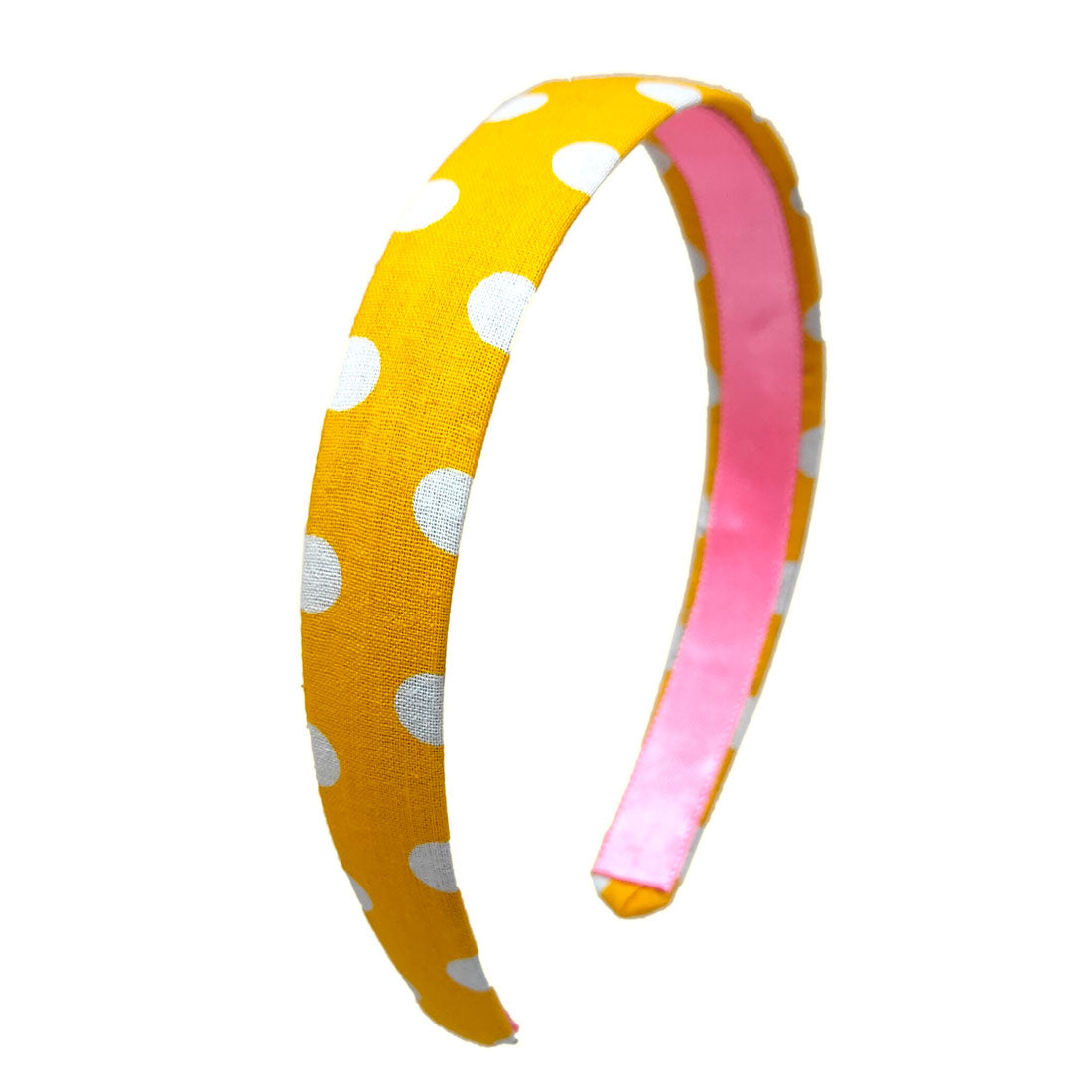 Anokhi Ada Handmade Polka Dots Fabric Hairband/Headband for Girls and Women (Yellow, 09-24H)