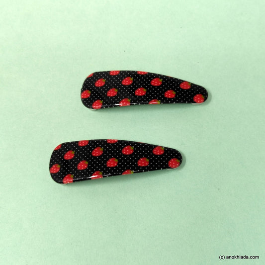 Anokhi Ada Strawberry Print Tic Tac Hair Clips (Pack of 2) 10-57