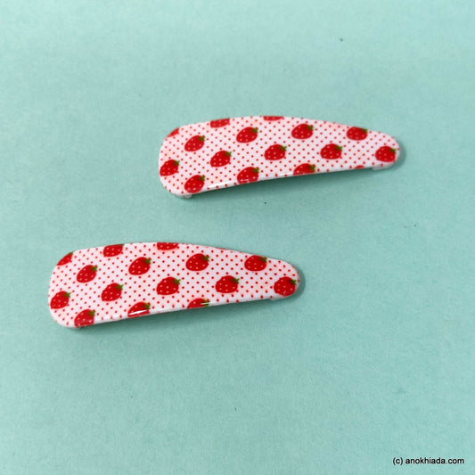 Anokhi Ada Strawberry Print Tic Tac Hair Clips (Pack of 2) 10-60