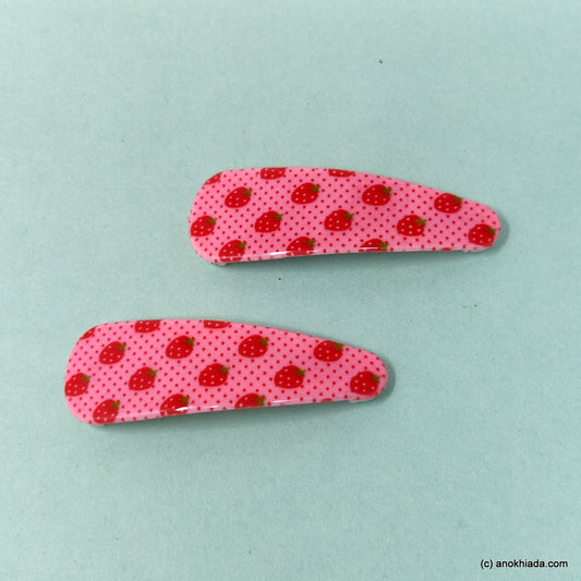 Anokhi Ada Strawberry Print Tic Tac Hair Clips (Pack of 2) 10-61