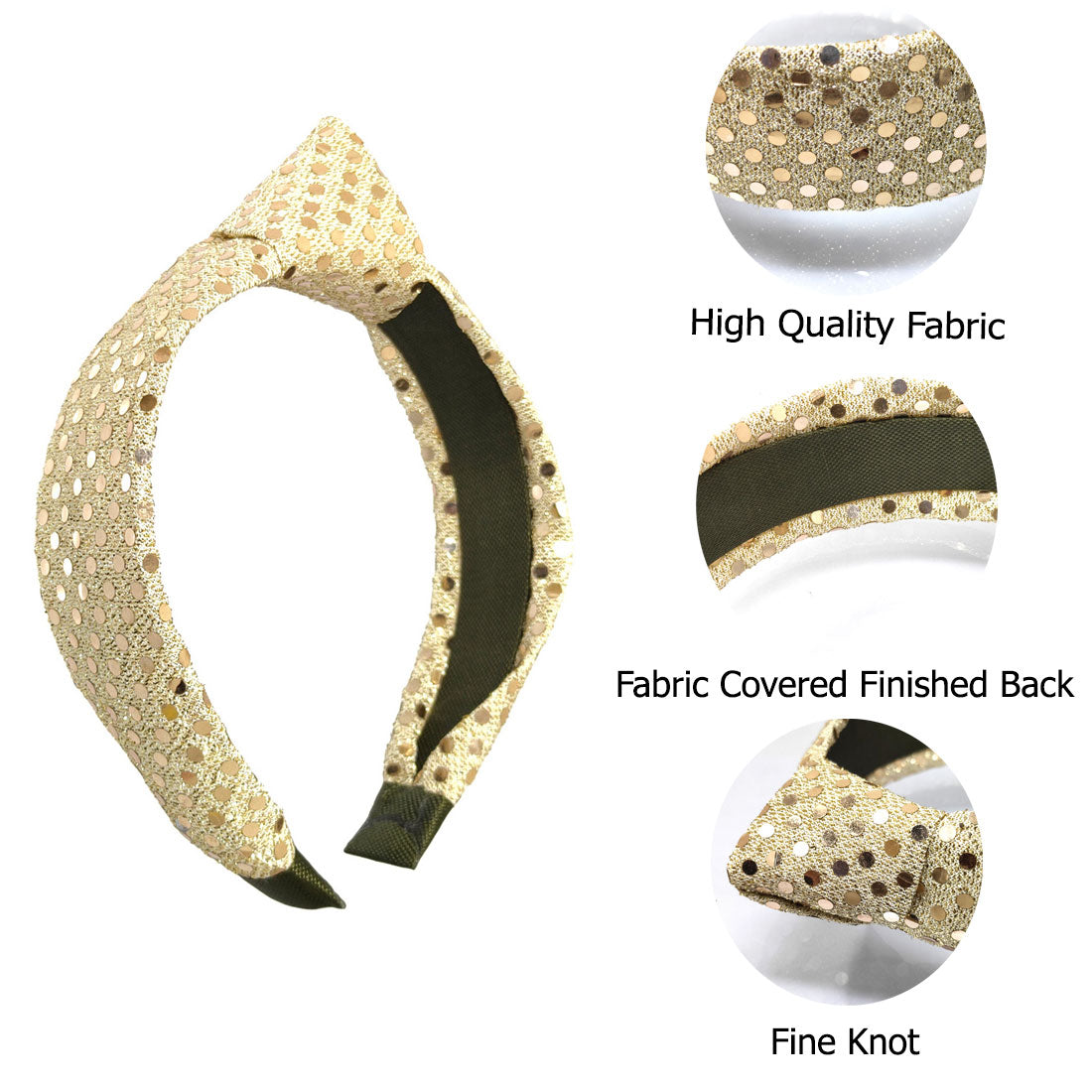 Anokhi Ada Handmade Golden Shiny Designer Fabric Knot Hairband/Headband for Girls and Women -14-16H