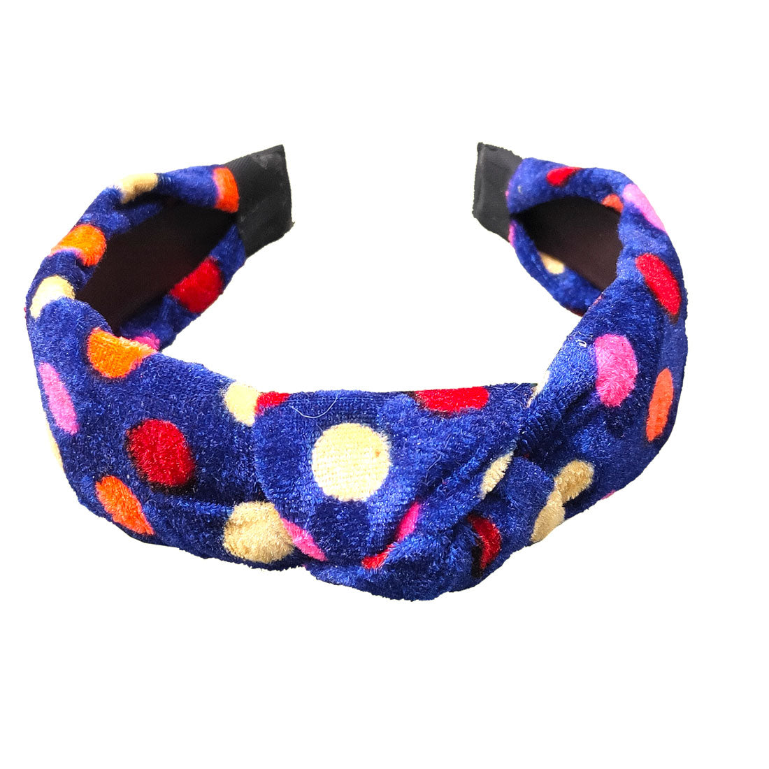 Anokhi Ada Handmade Violet Polka Dots Design Velvet Knot Hairband/Headband for Girls and Women -14-17H
