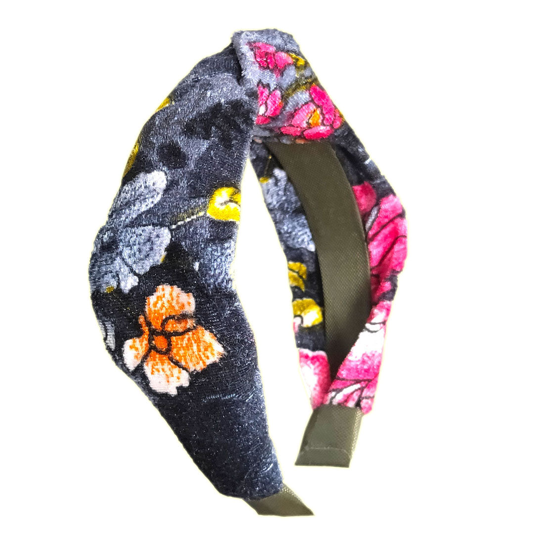 Anokhi Ada Handmade Multi-Colour Floral Design Velvet Knot Hairband/Headband for Girls and Women -14-19H