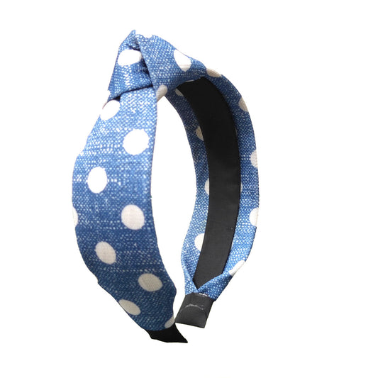 Anokhi Ada Handmade Blue Polka Dots Design Fabric Knot Hairband/Headband for Girls and Women -14-20H