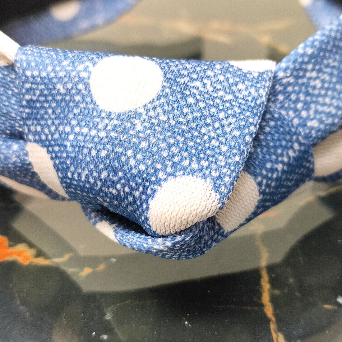 Anokhi Ada Handmade Blue Polka Dots Design Fabric Knot Hairband/Headband for Girls and Women -14-20H