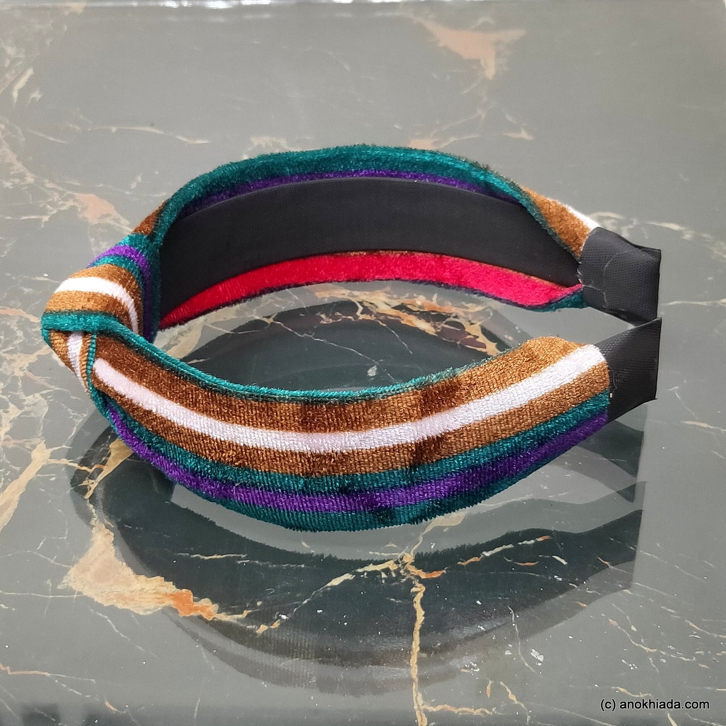 Anokhi Ada Handmade Multi-Colour Velvet Knot Hairband/Headband for Girls and Women -14-22H
