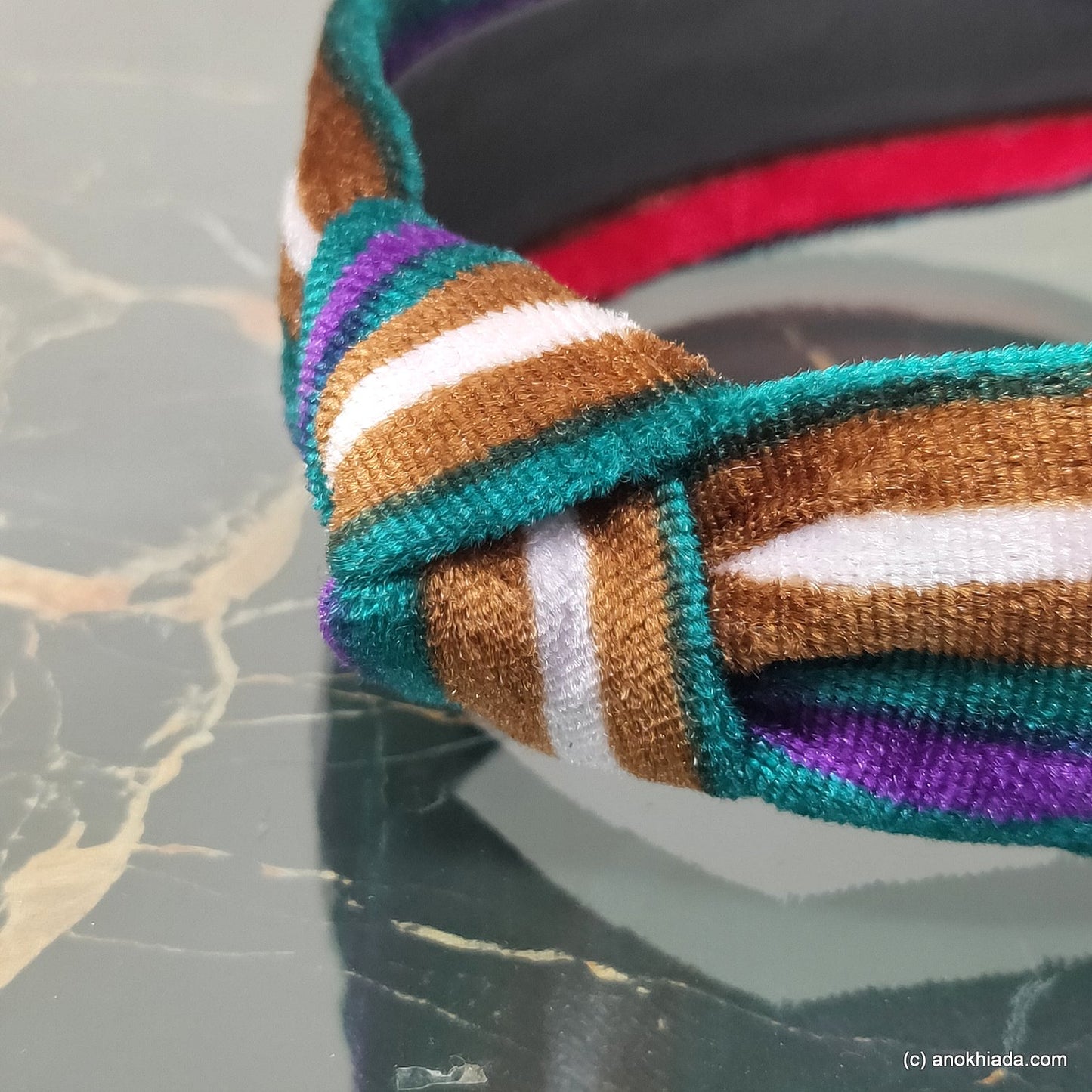Anokhi Ada Handmade Multi-Colour Velvet Knot Hairband/Headband for Girls and Women -14-22H
