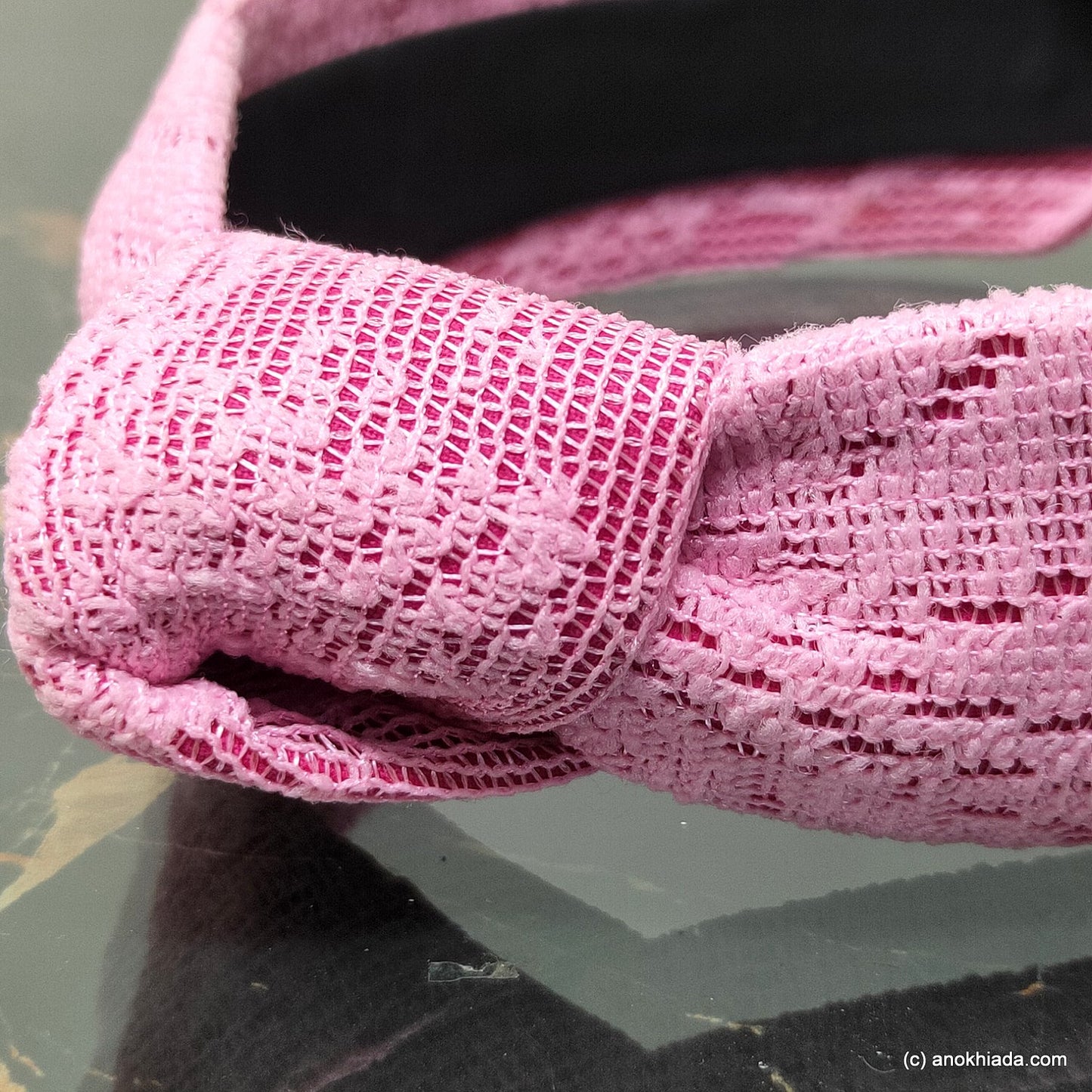 Anokhi Ada Handmade Pink Net Fabric Knot Hairband/Headband for Girls and Women -14-27H