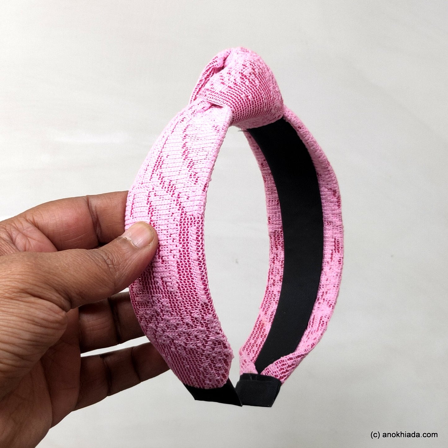 Anokhi Ada Handmade Pink Net Fabric Knot Hairband/Headband for Girls and Women -14-27H