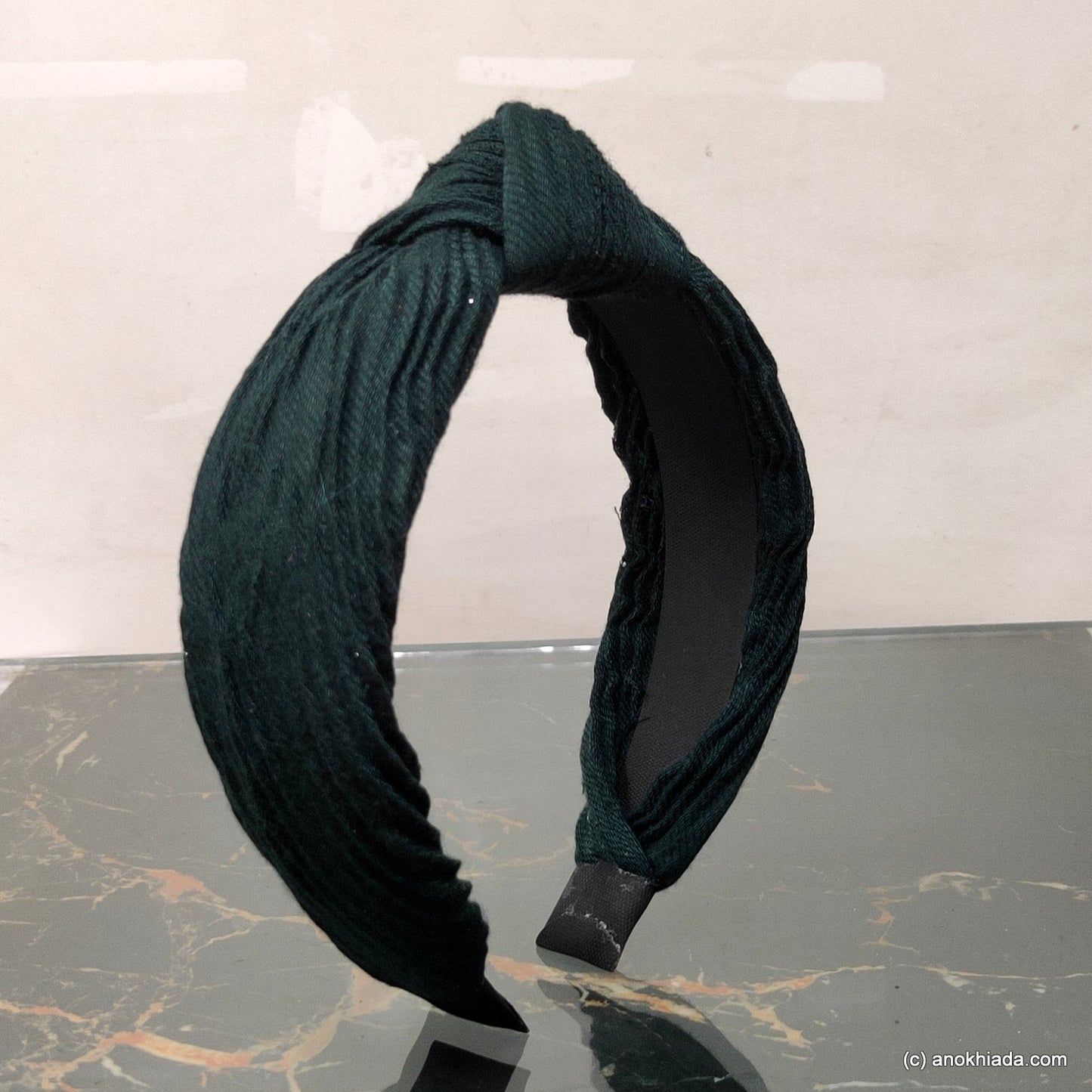Anokhi Ada Handmade Dark Green Fabric Knot Hairband/Headband for Girls and Women -14-30H