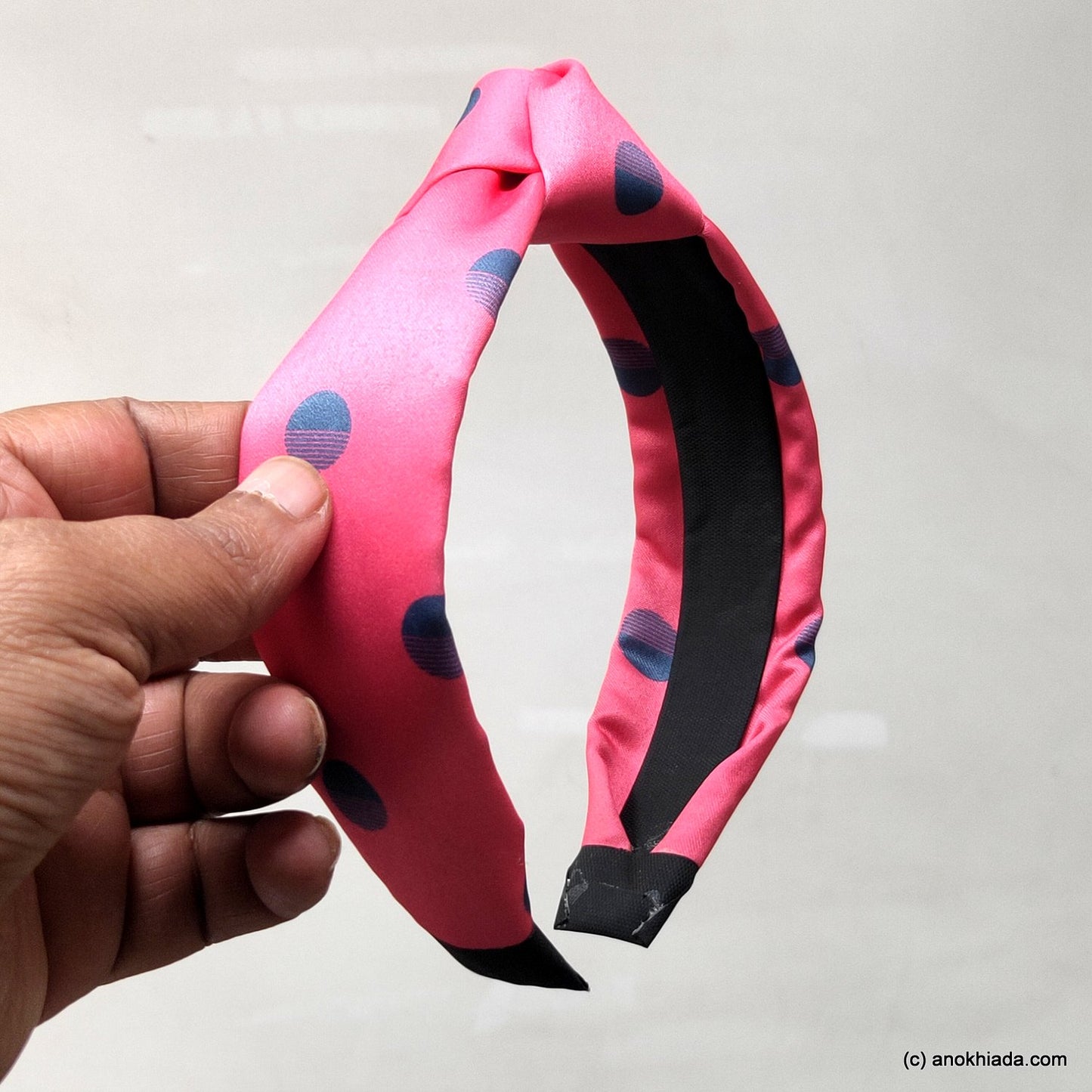 Anokhi Ada Handmade Pink Polka Dots Design Fabric Knot Hairband/Headband for Girls and Women -14-33H