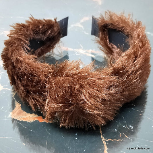 Anokhi Ada Handmade Brown Fur Fabric Knot Hairband/Headband for Girls and Women -14-38H