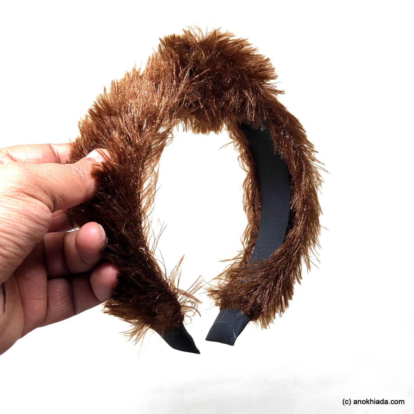 Anokhi Ada Handmade Brown Fur Fabric Knot Hairband/Headband for Girls and Women -14-38H