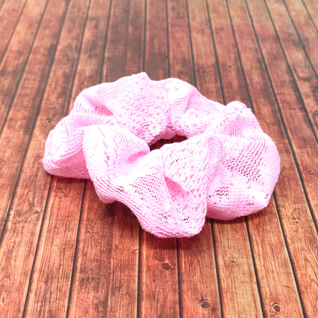 Anokhi Ada Handmade Pink Net Scrunchie for Girls and Women (15-14 Scrunchie)