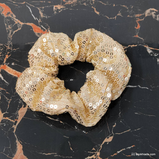 Anokhi Ada Handmade Shiny and Glittery Fabric Scrunchie for Girls and Women (15-143 Scrunchie)