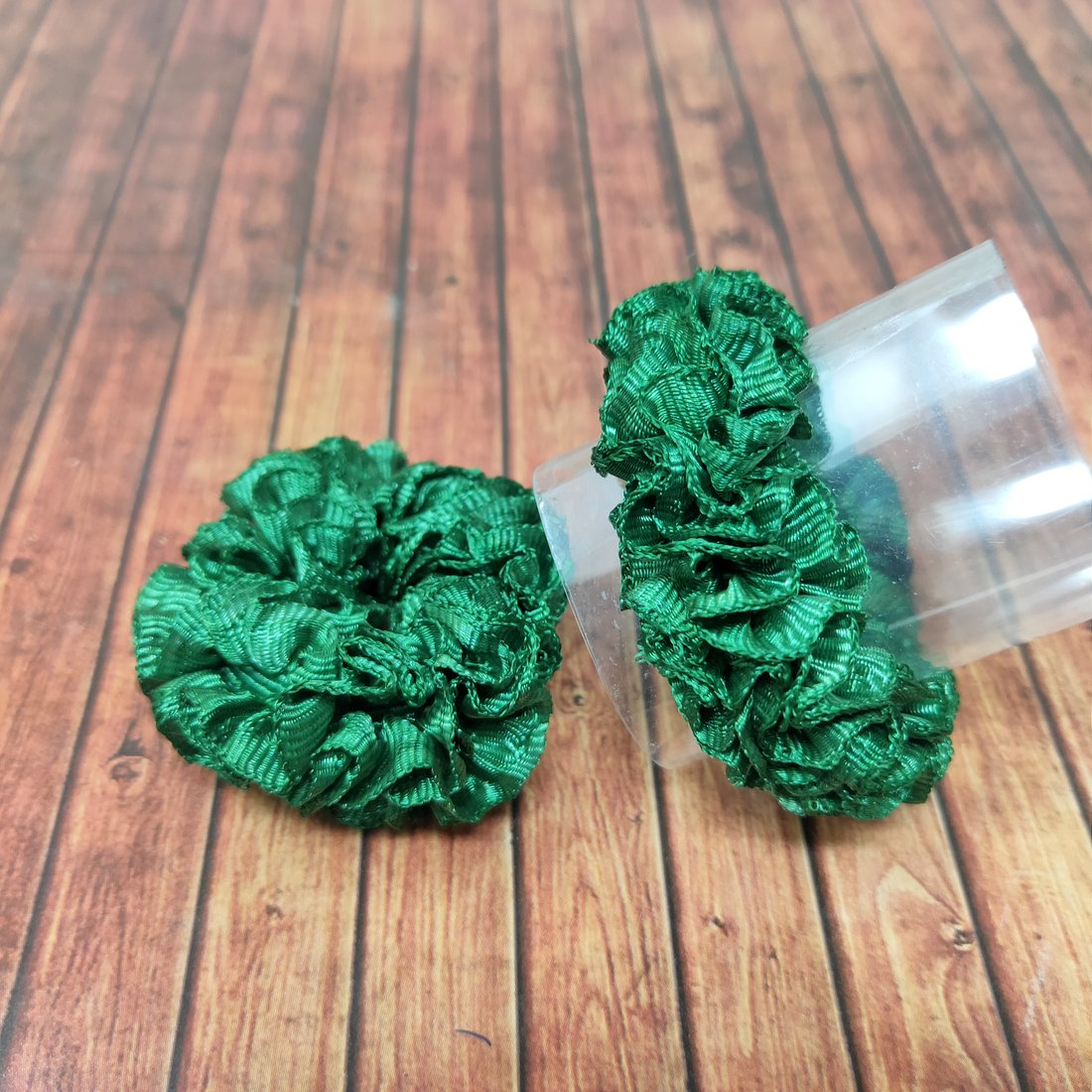 Anokhi Ada Green Fabric small Scrunchie for Girls and Women (15-17 Scrunchie, 2 Pcs)