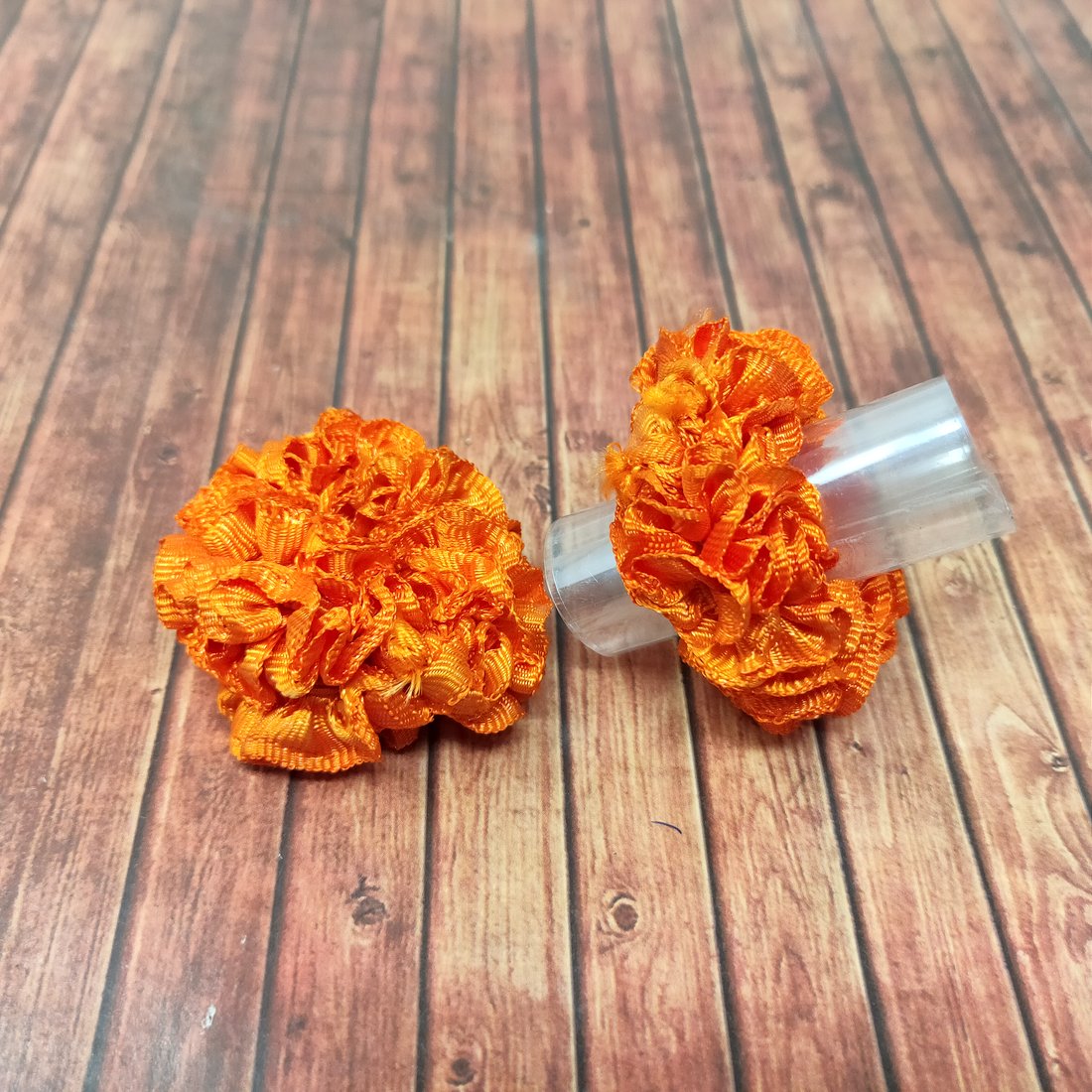 Anokhi Ada Orange Fabric small Scrunchie for Girls and Women (15-18 Scrunchie, 2 Pcs)