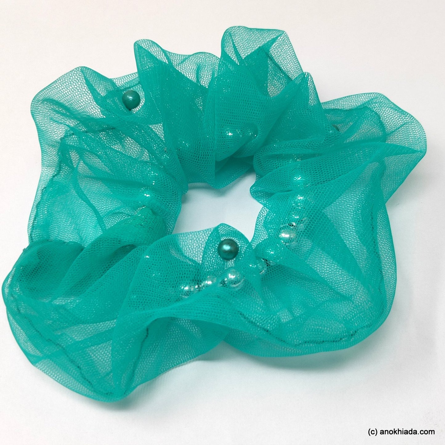 Persian Green Net Pearl Scrunchie (15-229 Scrunchie)