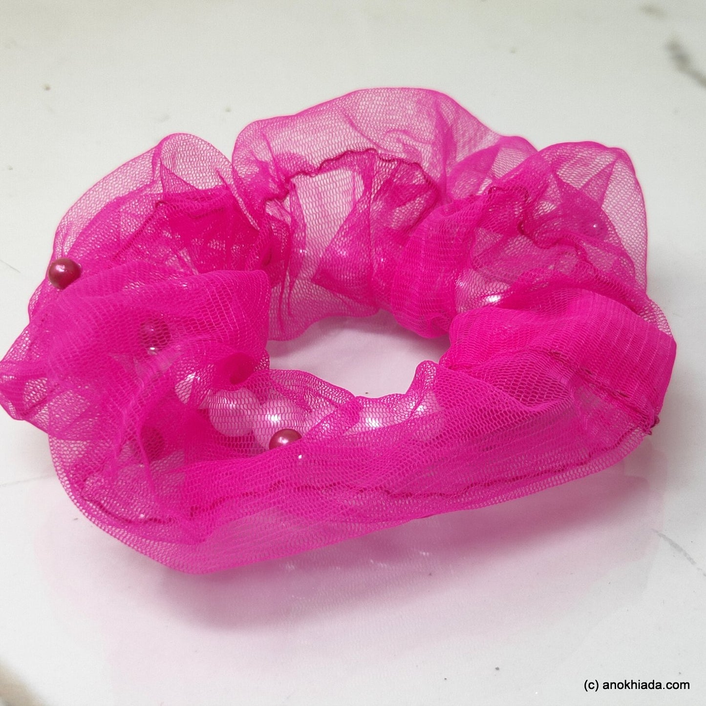 Fuchsia Pink Net Scrunchie (15-241 Scrunchie)