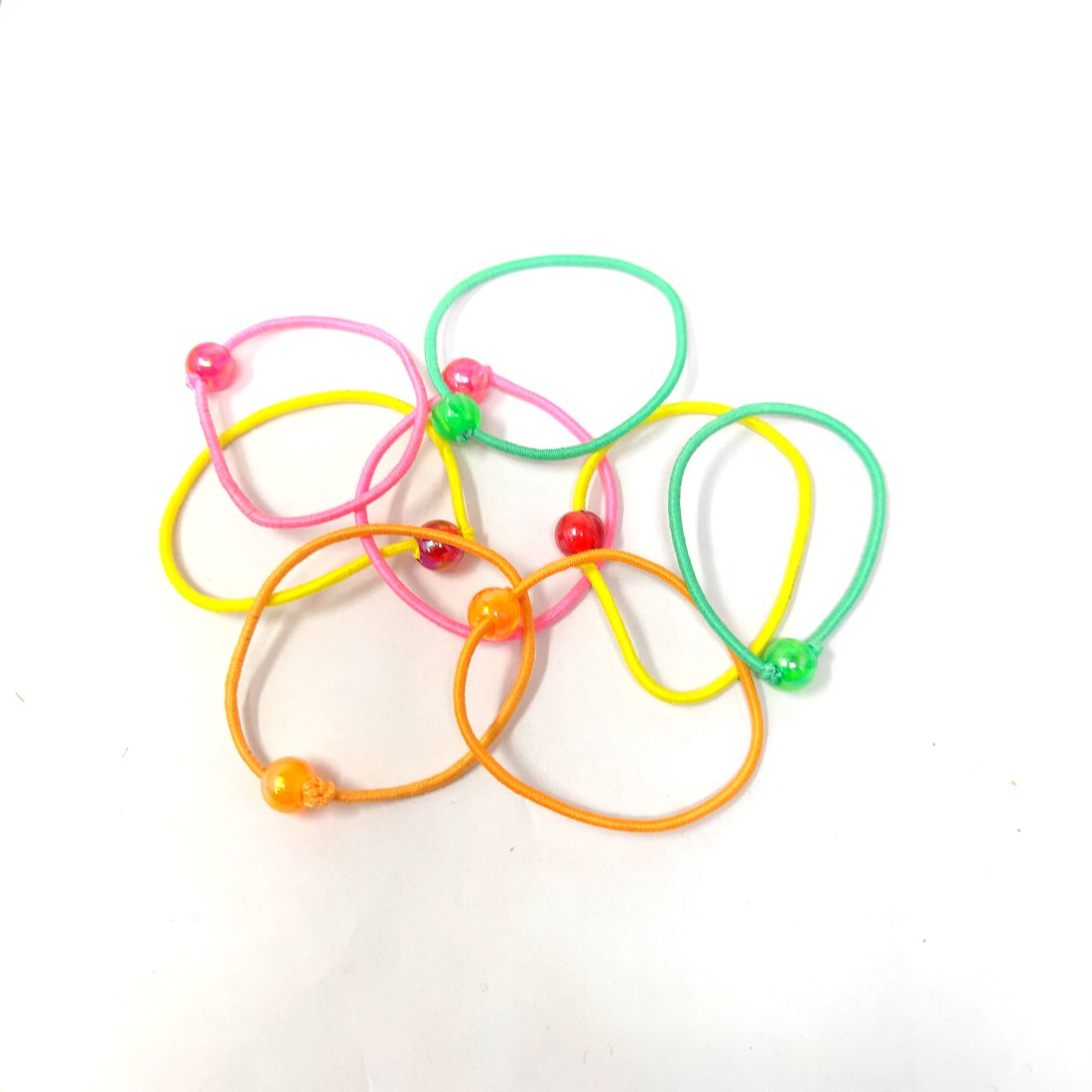Anokhi Ada small size Elastic Rubber with Multi-Colour Beads for Girls and Women (15-26 Ponytail Holders, 8 Pcs Assorted Colour Rubber)