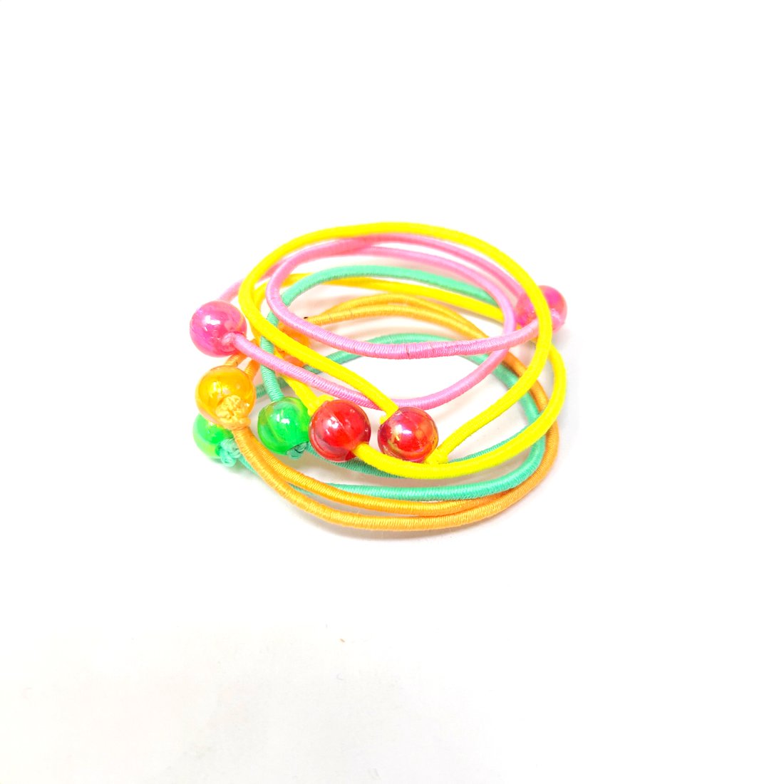 Anokhi Ada small size Elastic Rubber with Multi-Colour Beads for Girls and Women (15-26 Ponytail Holders, 8 Pcs Assorted Colour Rubber)