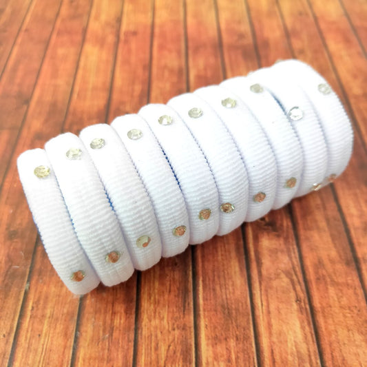 Anokhi Ada Fancy small size Elastic Rubber for Girls and Women (15-29 Ponytail Holders, 10 Pcs White Colour Rubber)