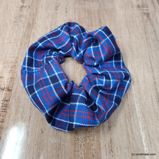 Anokhi Ada Handmade Multi-Colour Check Pattern Fabric Scrunchie for Girls and Women (15-49 Scrunchie)