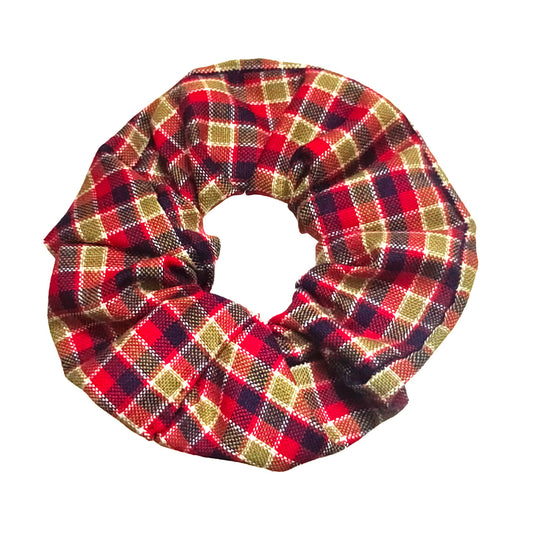 Anokhi Ada Handmade Multi-Colour Check Pattern Fabric Scrunchie for Girls and Women (15-52 Scrunchie)