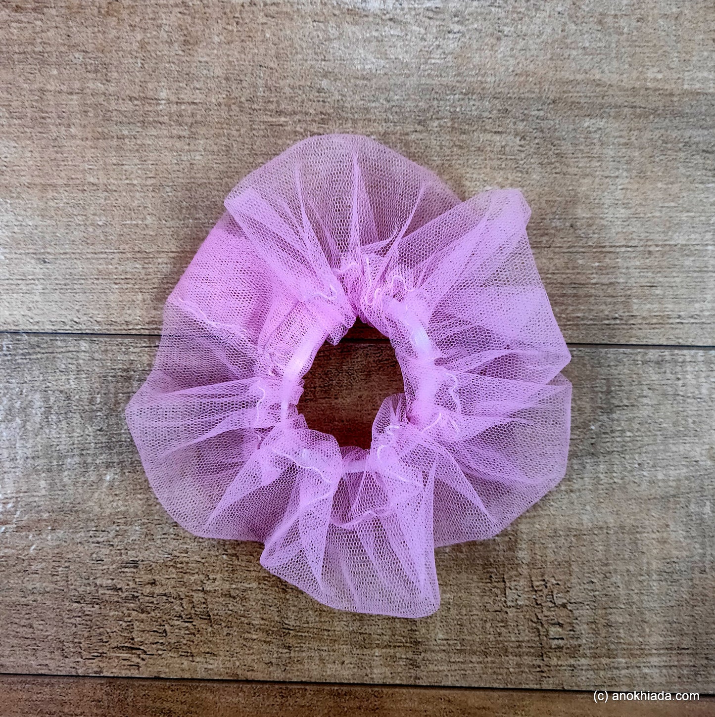 Anokhi Ada Handmade Stylish Pink Net Scrunchie for Girls and Women (15-57 Scrunchie)