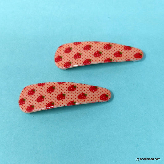 Anokhi Ada Strawberry Print Tic Tac Hair Clips (Pack of 2) 10-63